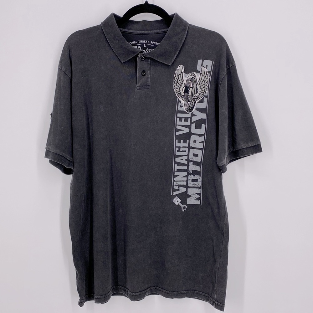 Vintage Velocity Motorcycles Polo Size Large